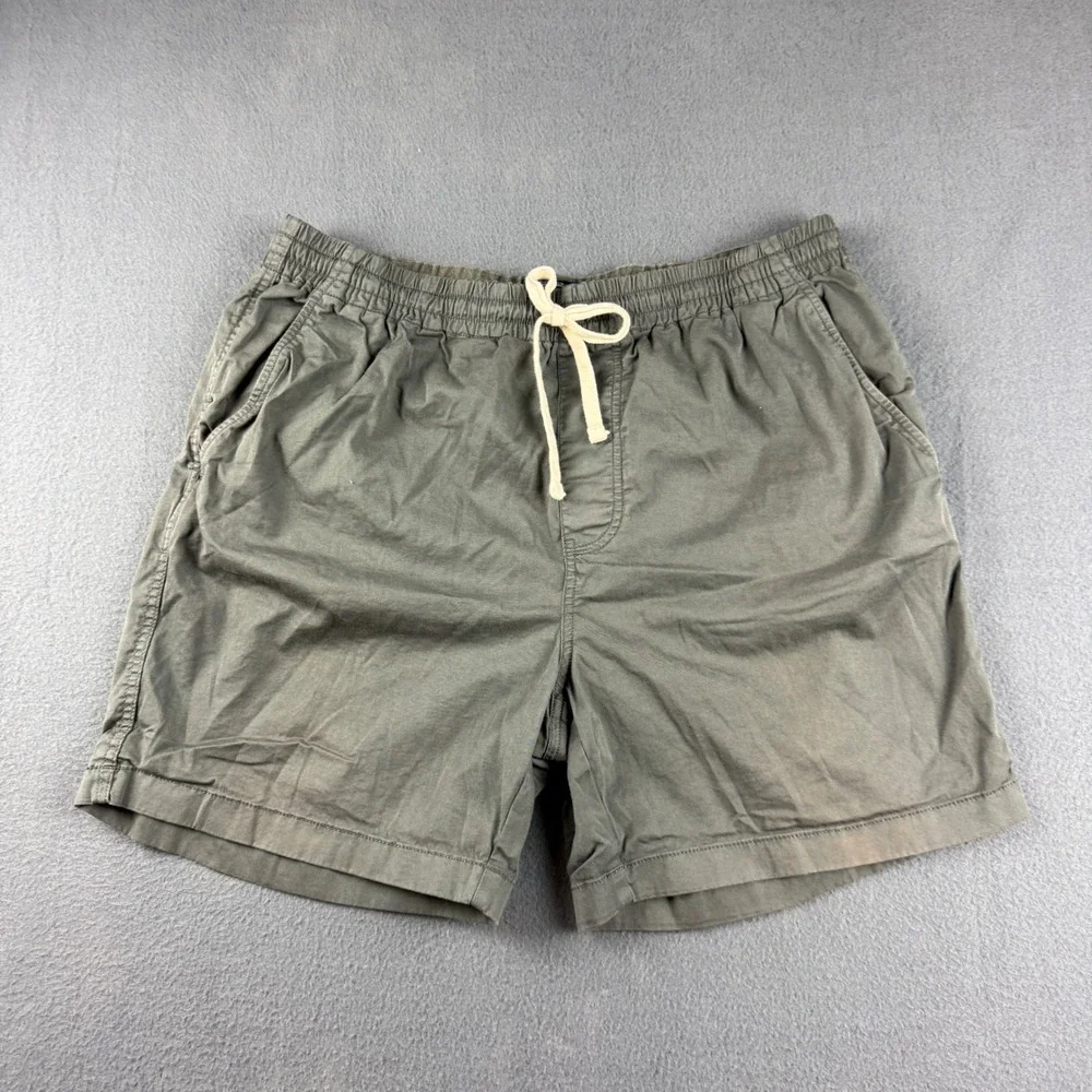 J Crew Dock Shorts Men's L Gray Stretch Chino Elastic Waist Drawstring 6.5